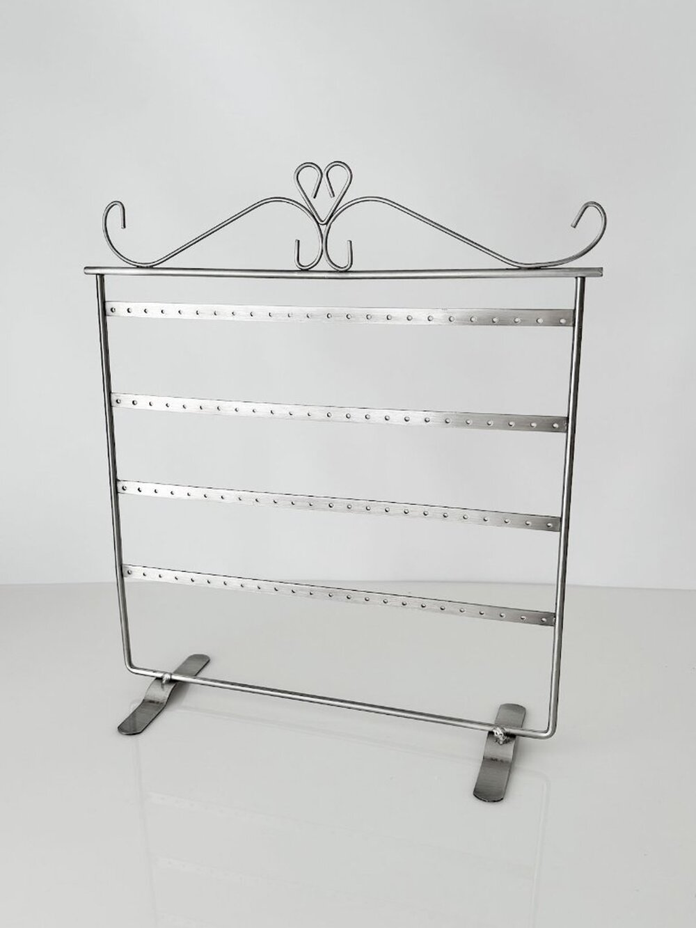 silver metal 4 row earring display stand